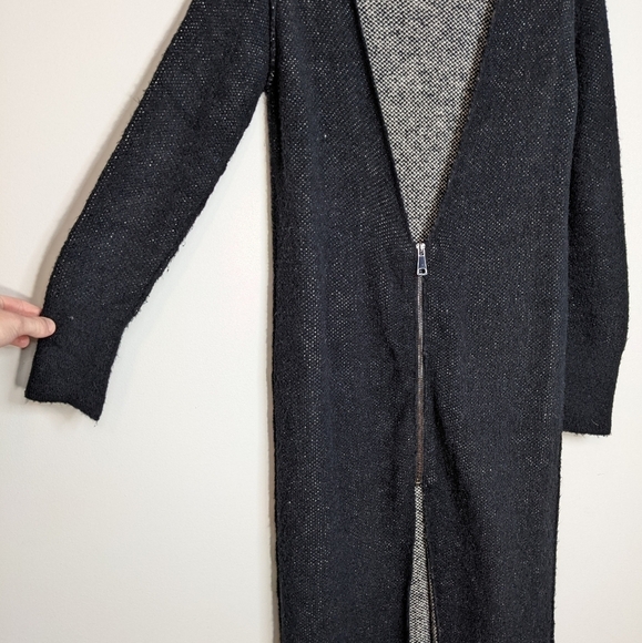 Zara Knit Wool Blend Long Maxi Cardigan Twisted Visible Seam with Zipper Size S - Picture 15 of 16